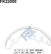 FBK FK22000 - Комплект тормозных колодок, барабанные avtokuzovplus.com.ua