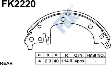 FBK FK2220 - Комплект гальм, барабанний механізм autocars.com.ua