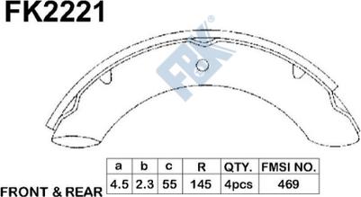 FBK FK2221 - Комплект гальм, барабанний механізм autocars.com.ua