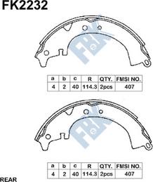 FBK FK2232 - Комплект тормозных колодок, барабанные avtokuzovplus.com.ua