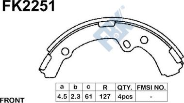 FBK FK2251 - Комплект тормозных колодок, барабанные avtokuzovplus.com.ua