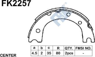 FBK FK2257 - Комплект гальм, ручник, парковка autocars.com.ua