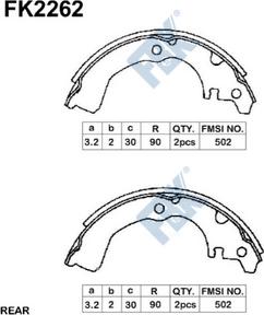 FBK FK2262 - Комплект тормозных колодок, барабанные avtokuzovplus.com.ua