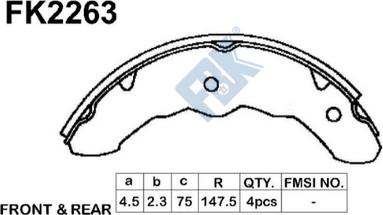 FBK FK2263 - Комплект гальм, барабанний механізм autocars.com.ua