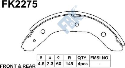 FBK FK2275 - Комплект гальм, барабанний механізм autocars.com.ua