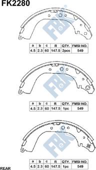 FBK FK2280 - Комплект гальм, барабанний механізм autocars.com.ua