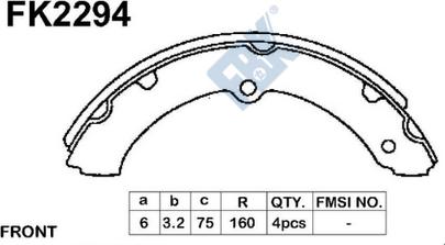 FBK FK2294 - Комплект тормозных колодок, барабанные avtokuzovplus.com.ua