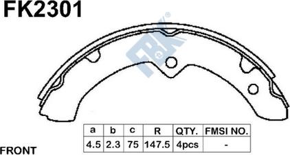 FBK FK2301 - Комплект гальм, барабанний механізм autocars.com.ua