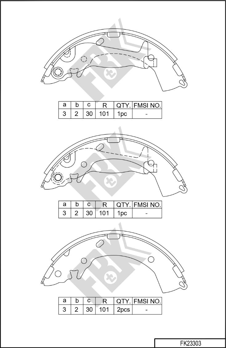 FBK FK23303 - Комплект гальм, барабанний механізм autocars.com.ua