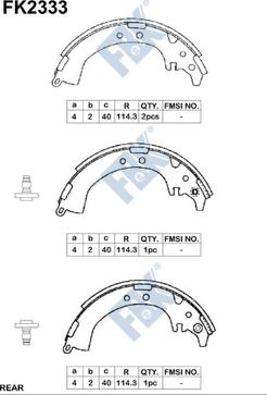 FBK FK2333 - Комплект тормозных колодок, барабанные avtokuzovplus.com.ua