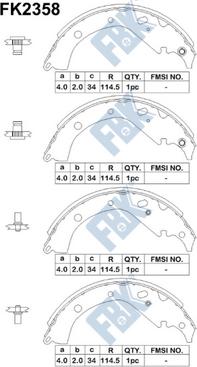 FBK FK2358 - Комплект гальм, барабанний механізм autocars.com.ua