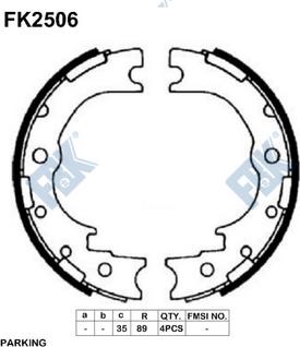 FBK FK2506 - Комплект гальм, ручник, парковка autocars.com.ua