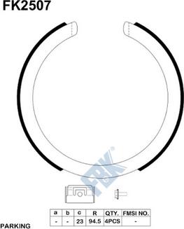 FBK FK2507 - Комплект гальм, ручник, парковка autocars.com.ua