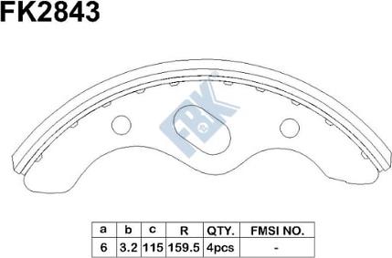 FBK FK2843 - Комплект гальм, барабанний механізм autocars.com.ua