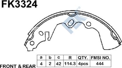 FBK FK3324 - Комплект гальм, барабанний механізм autocars.com.ua