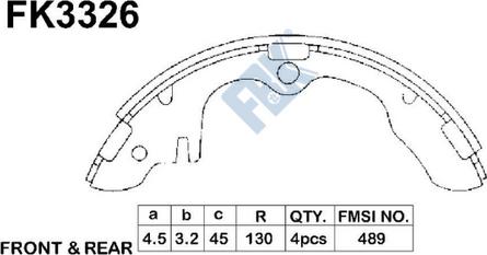 FBK FK3326 - Комплект гальм, барабанний механізм autocars.com.ua