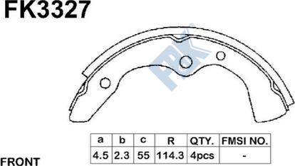 FBK FK3327 - Комплект гальм, барабанний механізм autocars.com.ua