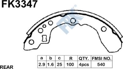 FBK FK3347 - Комплект тормозных колодок, барабанные avtokuzovplus.com.ua