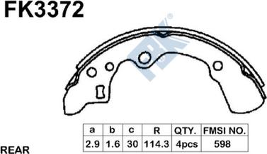 FBK FK3372 - Комплект тормозных колодок, барабанные avtokuzovplus.com.ua