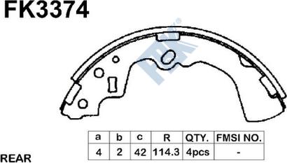 FBK FK3374 - Комплект гальм, барабанний механізм autocars.com.ua