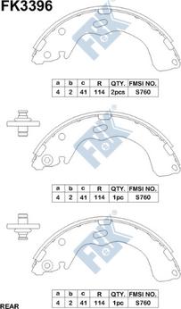 FBK FK3396 - Комплект тормозных колодок, барабанные avtokuzovplus.com.ua