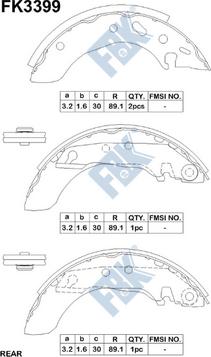 FBK FK3399 - Комплект тормозных колодок, барабанные avtokuzovplus.com.ua