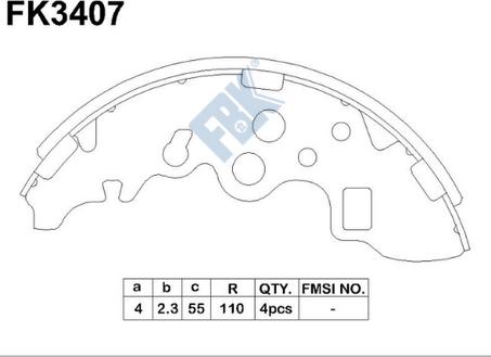 FBK FK3407 - Комплект тормозных колодок, барабанные avtokuzovplus.com.ua