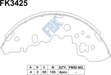 FBK FK3425 - Комплект гальм, барабанний механізм autocars.com.ua