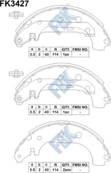 FBK FK3427 - Комплект гальм, барабанний механізм autocars.com.ua