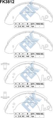 FBK FK3812 - Комплект тормозных колодок, барабанные avtokuzovplus.com.ua