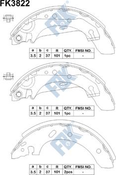 FBK FK3822 - Комплект тормозных колодок, барабанные avtokuzovplus.com.ua