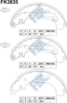 FBK FK3835 - Комплект тормозных колодок, барабанные avtokuzovplus.com.ua