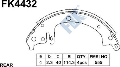 FBK FK4432 - Комплект гальм, барабанний механізм autocars.com.ua