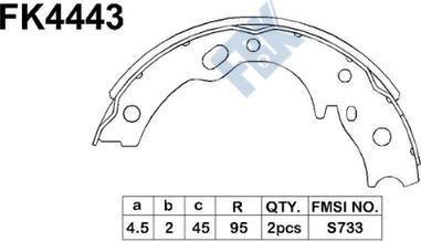 FBK FK4443 - Комплект гальм, ручник, парковка autocars.com.ua