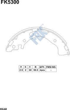 FBK FK5300 - Комплект тормозных колодок, барабанные avtokuzovplus.com.ua