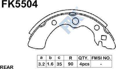 FBK FK5504 - Комплект тормозных колодок, барабанные avtokuzovplus.com.ua