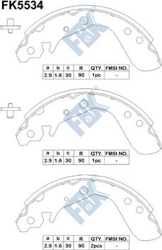 FBK FK5534 - Комплект тормозных колодок, барабанные avtokuzovplus.com.ua