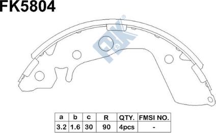 FBK FK5804 - Комплект тормозных колодок, барабанные avtokuzovplus.com.ua