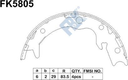 FBK FK5805 - Комплект гальм, барабанний механізм autocars.com.ua