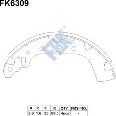 FBK FK6309 - Комплект гальм, барабанний механізм autocars.com.ua