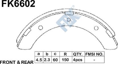FBK FK6602 - Комплект тормозных колодок, барабанные avtokuzovplus.com.ua