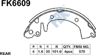 FBK FK6609 - Комплект гальм, барабанний механізм autocars.com.ua