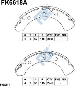 FBK FK6618A - Комплект тормозных колодок, барабанные avtokuzovplus.com.ua