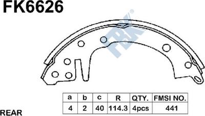 FBK FK6626 - Комплект гальм, барабанний механізм autocars.com.ua