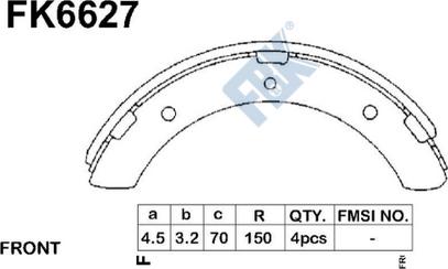 FBK FK6627 - Комплект гальм, барабанний механізм autocars.com.ua