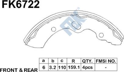 FBK FK6722 - Комплект гальм, барабанний механізм autocars.com.ua