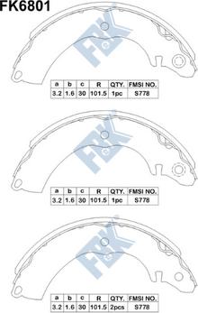 FBK FK6801 - Комплект тормозных колодок, барабанные avtokuzovplus.com.ua