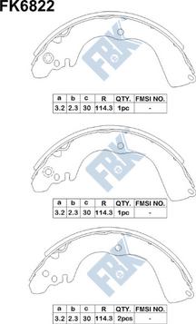 FBK FK6822 - Комплект тормозных колодок, барабанные avtokuzovplus.com.ua