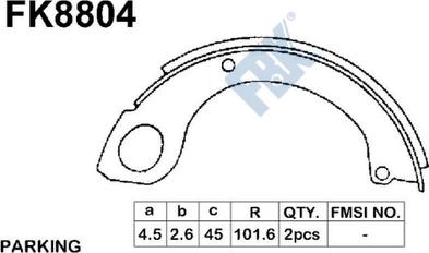 FBK FK8804 - Комплект тормозных колодок, барабанные avtokuzovplus.com.ua