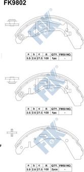 FBK FK9802 - Комплект гальм, барабанний механізм autocars.com.ua